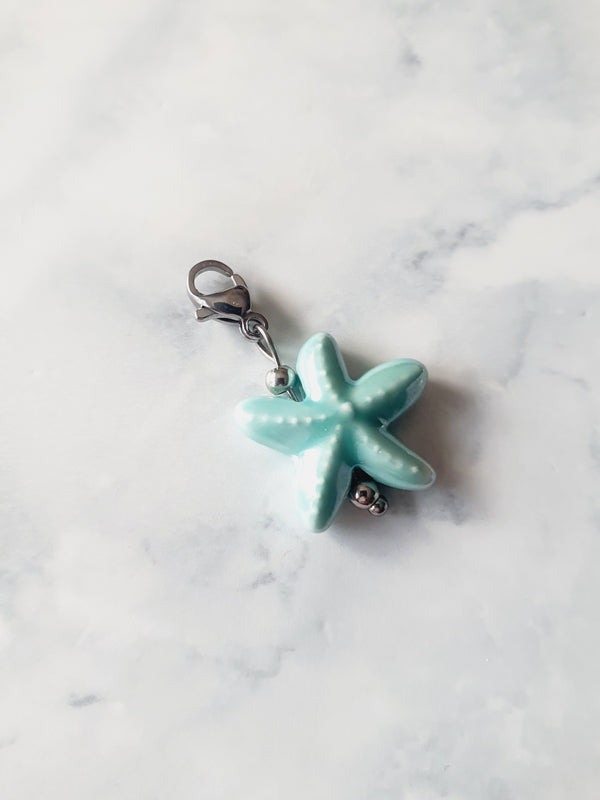 Charm étoile de mer - argenté | vert d'eau