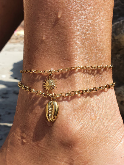Chaîne de cheville Costa sol - doré | Motifs au choix