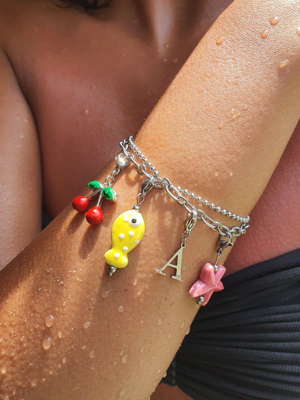 Double bracelets maillons PETULA (personnalisable) - argenté