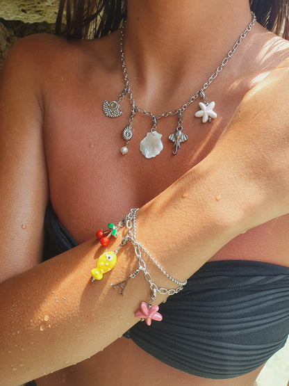 Double bracelets maillons PETULA (personnalisable) - argenté