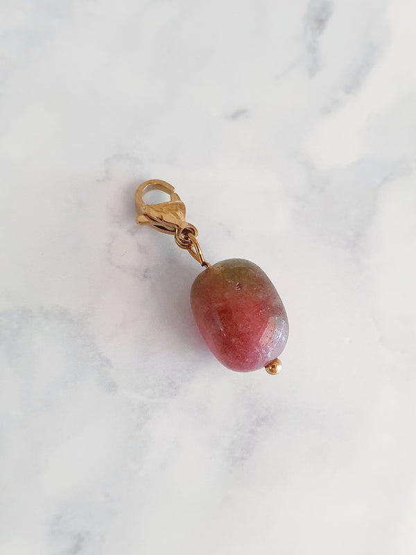 Charm perle en pierre naturelle Tourmaline Premium - doré