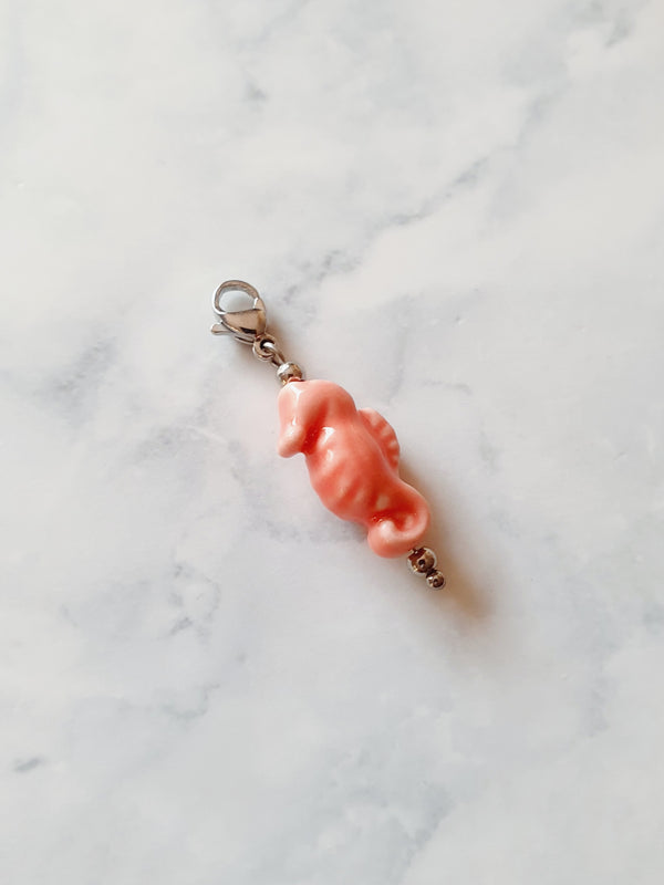 Charm baby hippocampe - argenté | rose