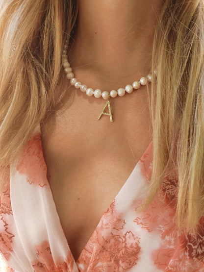 Collier initiale PERLA - doré