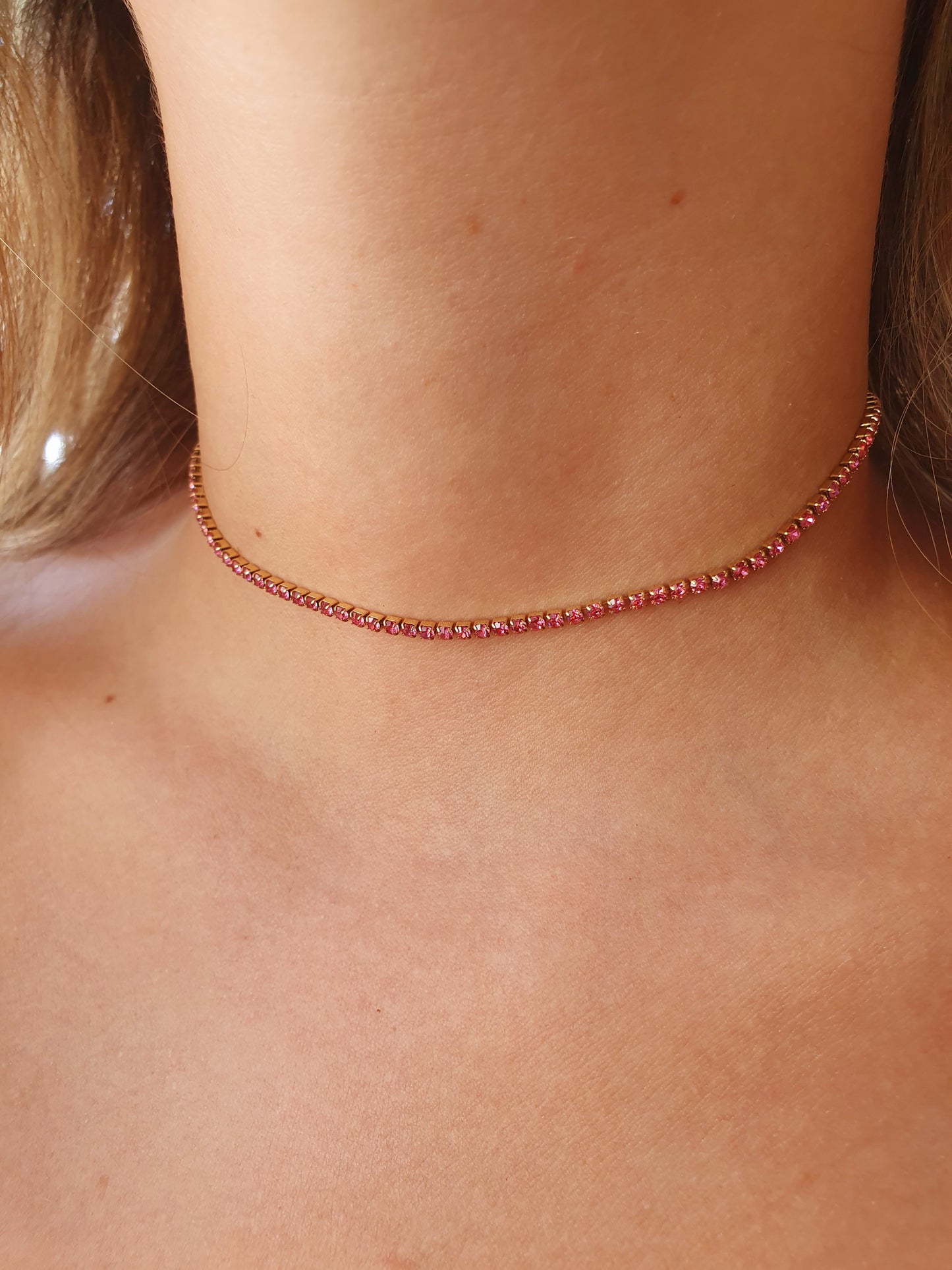 Ras de cou Rose éclat - doré
