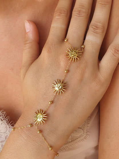 Bijou de main soleil & perles - doré