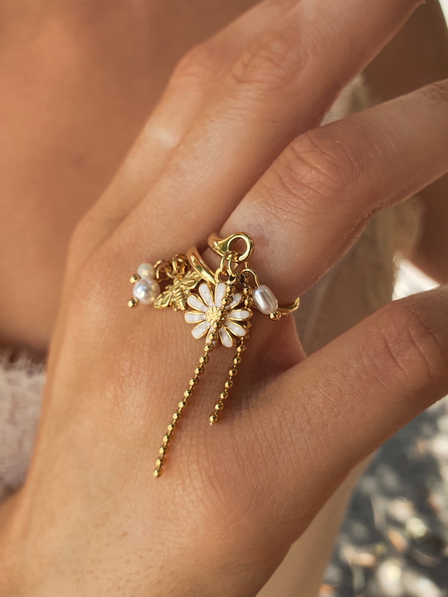 Bague SUMMER BLOOM - doré/blanche