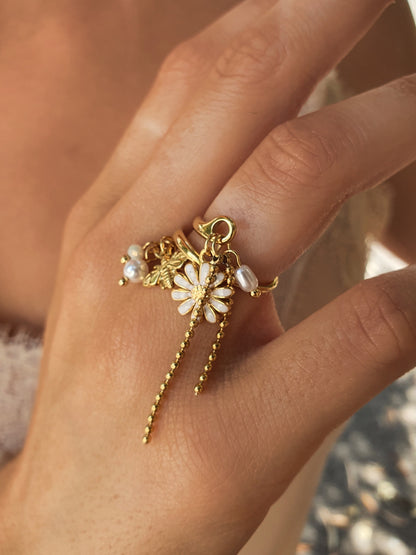 Bague SUMMER BLOOM - doré/blanche