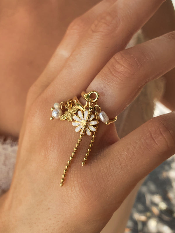 Bague SUMMER BLOOM - doré/blanche