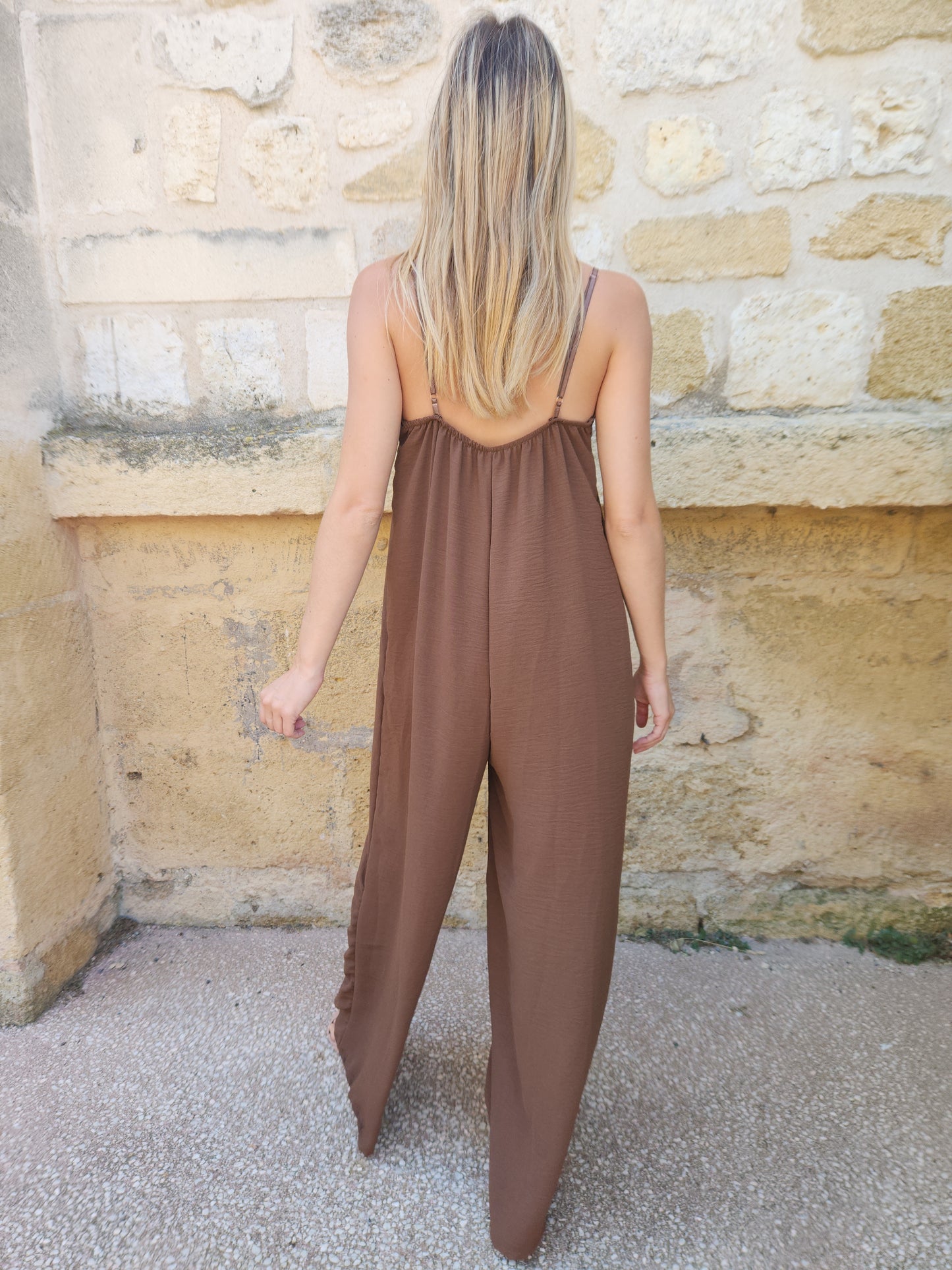 Combinaison fluide dentelle chocolat