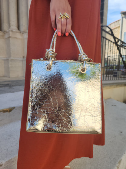 Sac rigide doré métallisé