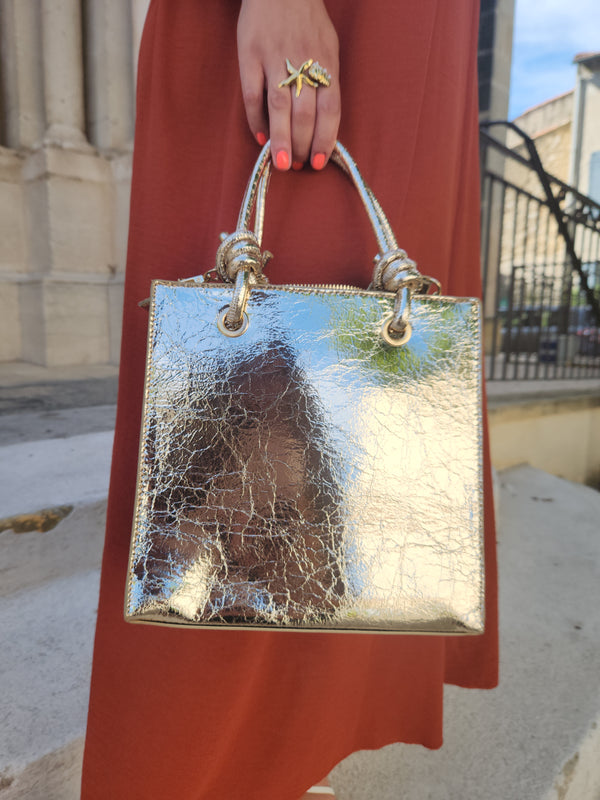 Sac rigide doré métallisé