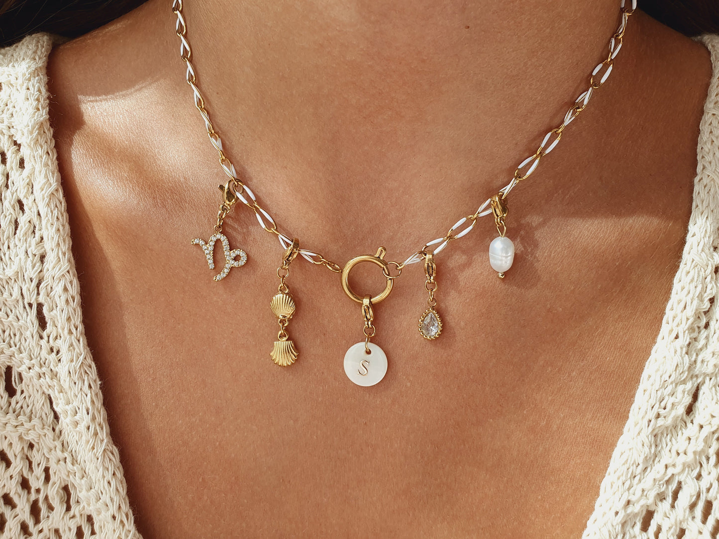 Collier AUREA (personnalisable) - doré | blanc