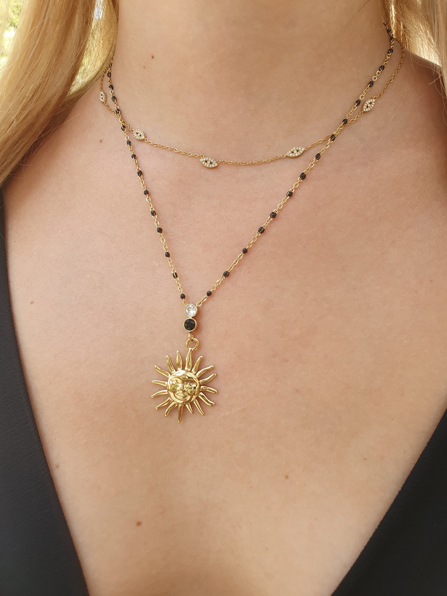 Collier SOLENYA - doré / noir