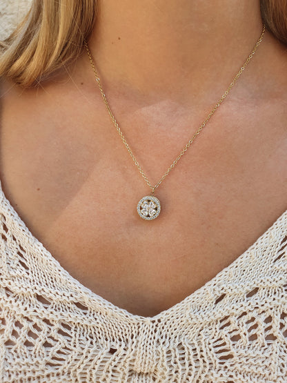 Collier rotatif anti-stress RONDE DE FLEURS - Doré
