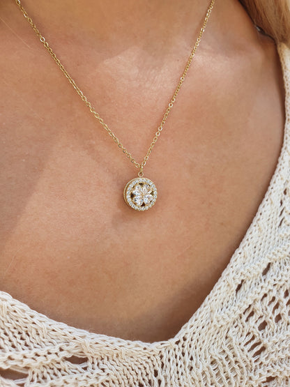 Collier rotatif anti-stress RONDE DE FLEURS - Doré