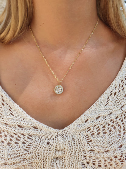 Collier rotatif anti-stress RONDE DE FLEURS - Doré