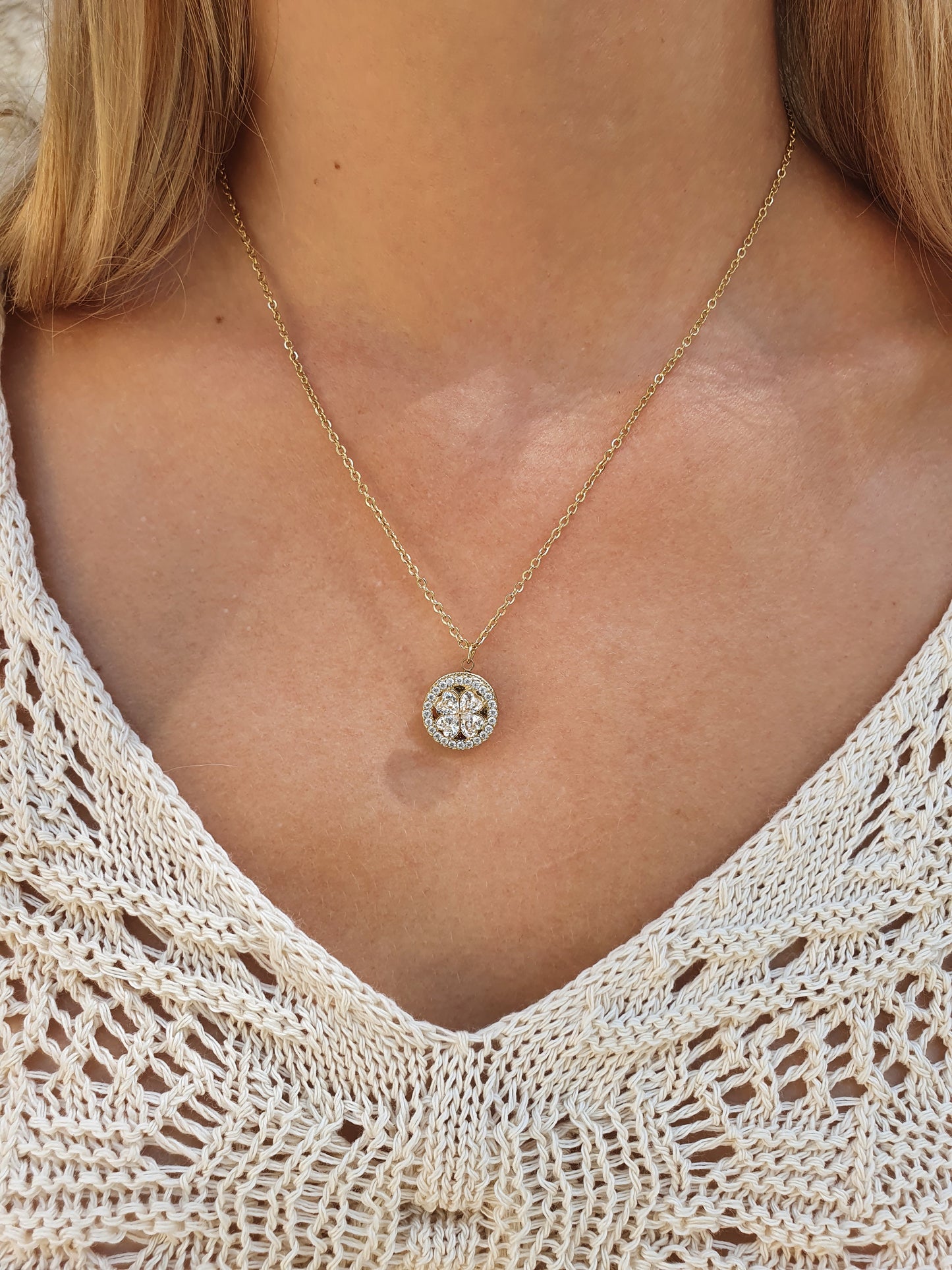 Collier rotatif anti-stress RONDE DE FLEURS - Doré