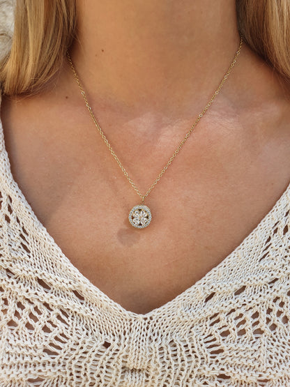 Collier rotatif anti-stress RONDE DE FLEURS - Doré