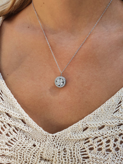 Collier rotatif anti-stress fleur argenté