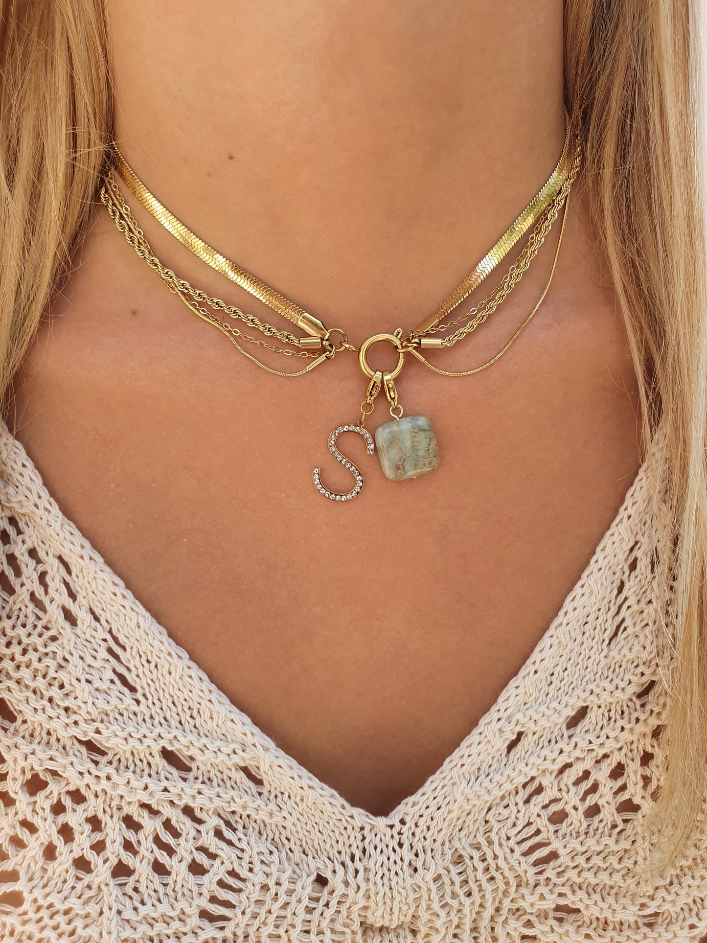 Collier 4 chaînes ELORYNE (personnalisable) - doré