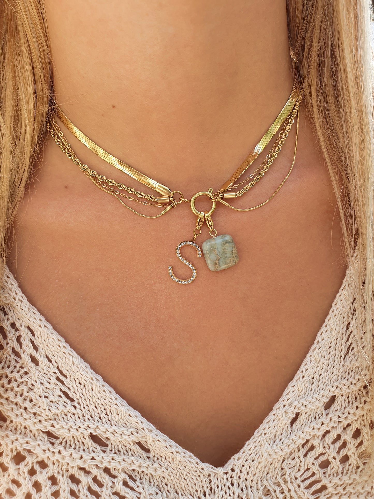 Collier 4 chaînes ELORYNE (personnalisable) - doré