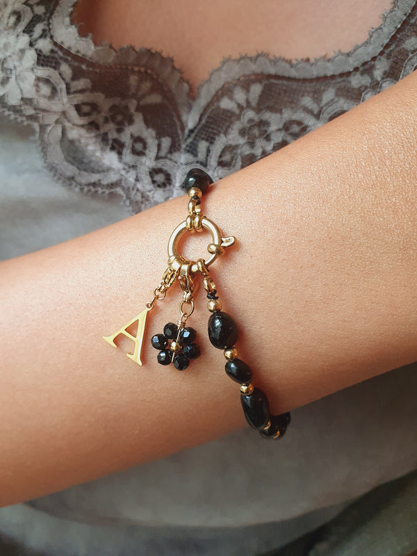 Bracelet SOLEA (personnalisable) - doré | noir