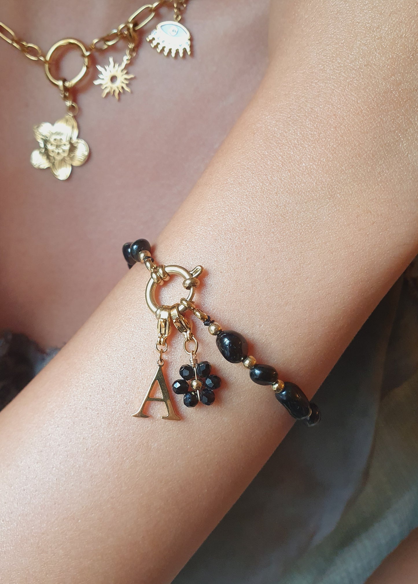 Bracelet SOLEA (personnalisable) - doré | noir
