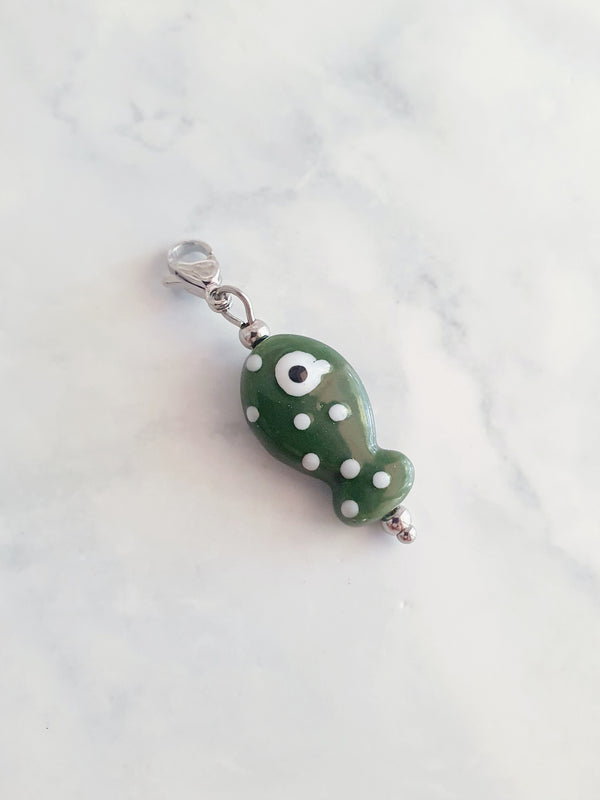 Charm poisson pois - argenté | vert sapin