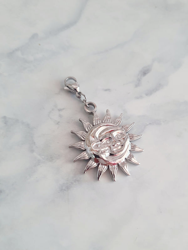 Charm soleil lune grande taille - argenté