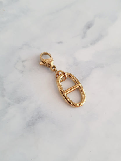 Charm breloque maille marine martelée - doré