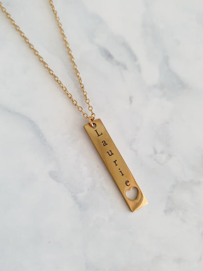 Collier plaque coeur à graver | Doré
