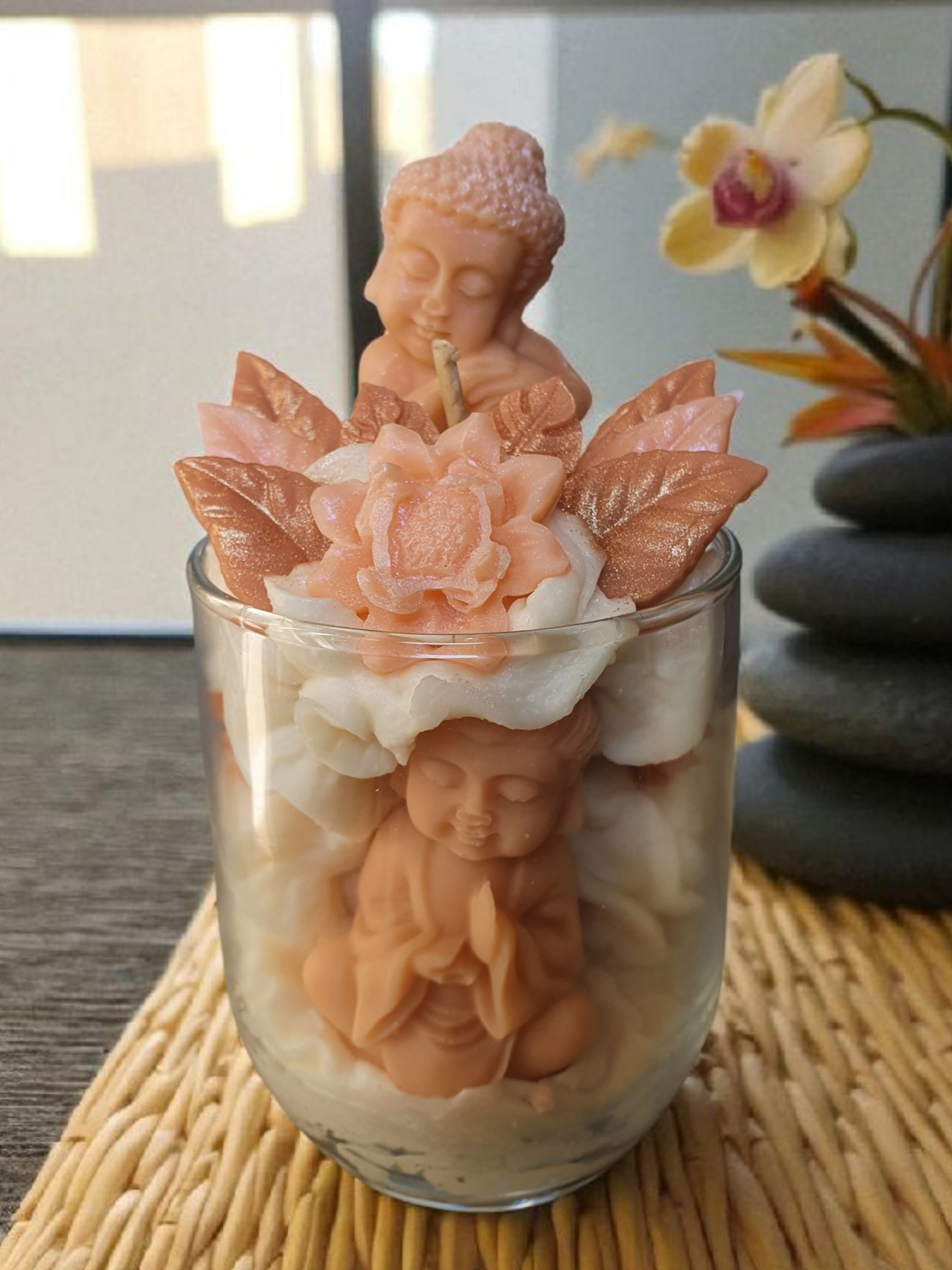 Bougie artisanale décorative Bouddha - Senteur au choix | 340 Grs