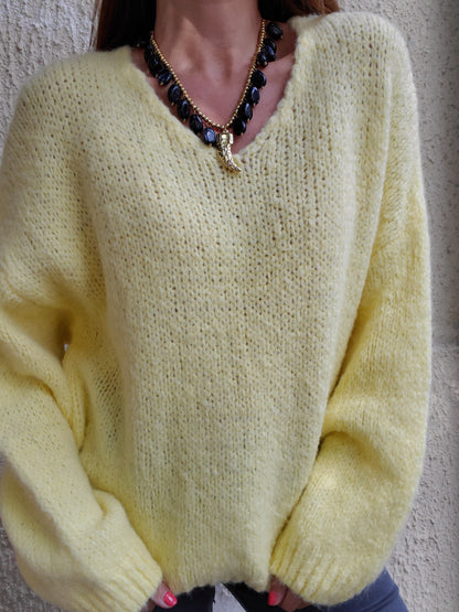 Pull maille jaune poudré