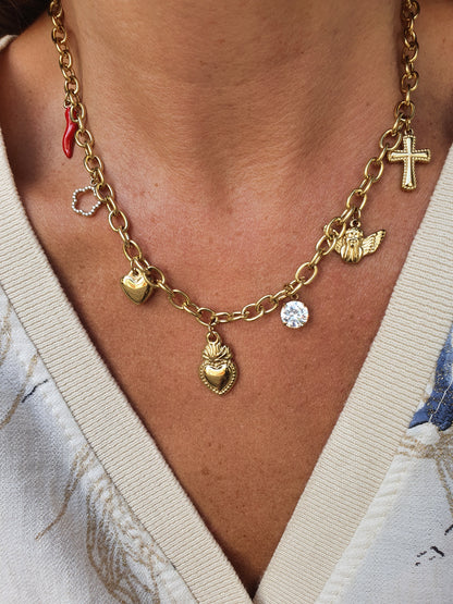 Collier breloques protectrices - doré | Modèle B