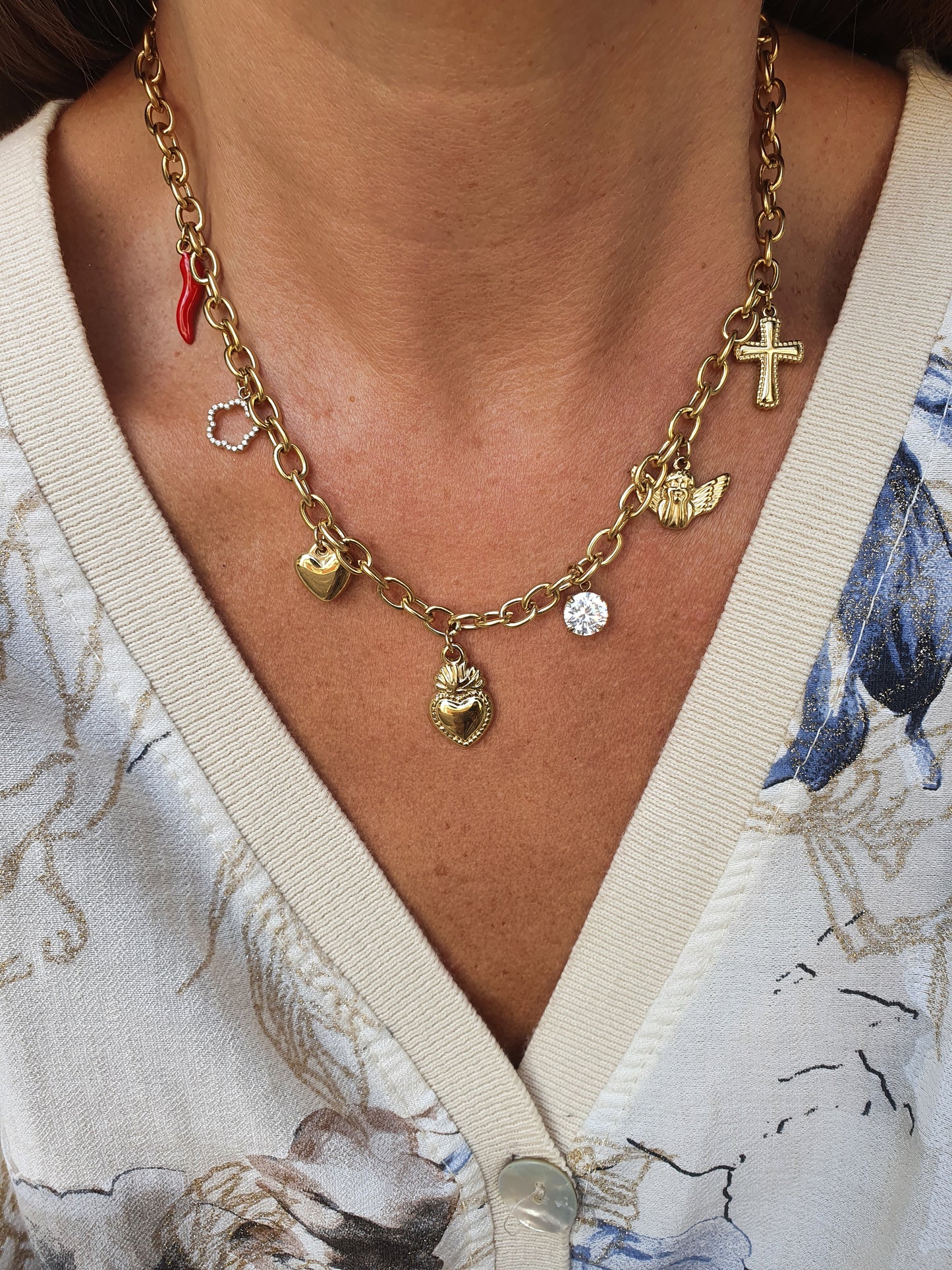 Collier breloques protectrices - doré | Modèle B