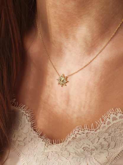 Collier soleil & strass - doré