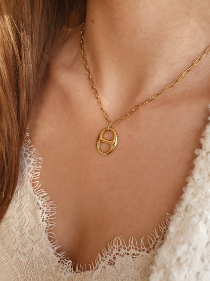 Collier maille marine martelée - doré