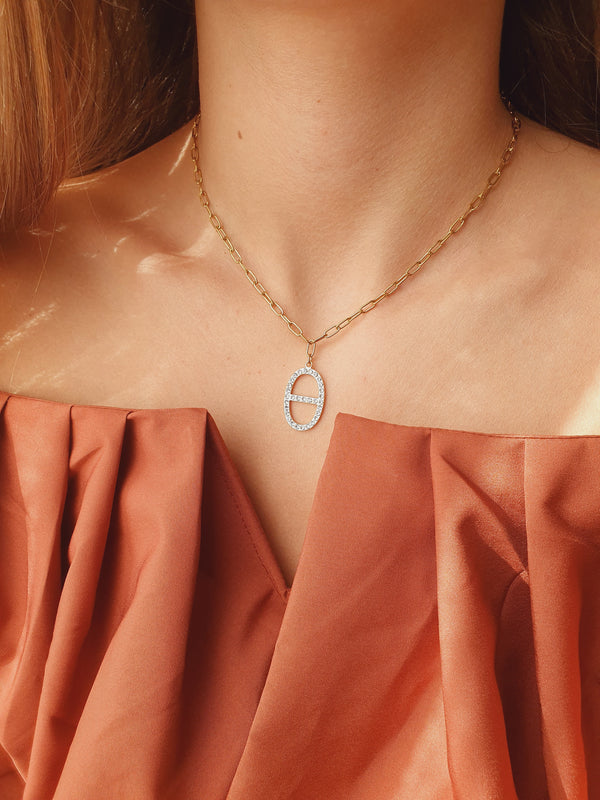 Collier maille marine zircons - doré