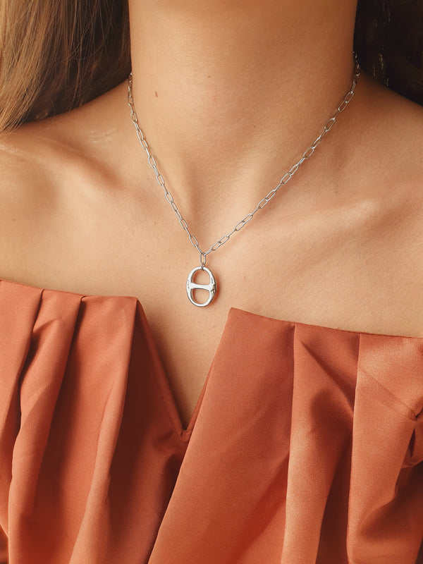 Collier maille marine martelée - argenté