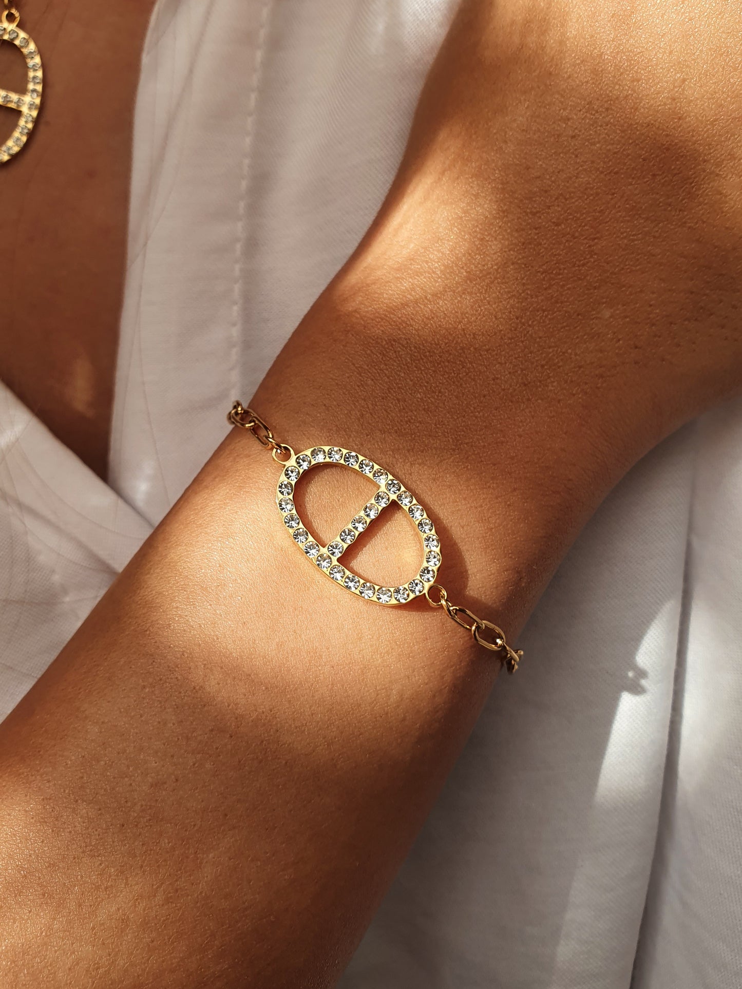 Parure maille marine zircons - doré