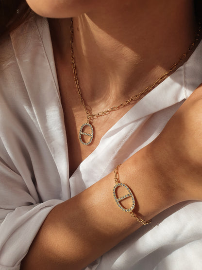 Parure maille marine zircons - doré