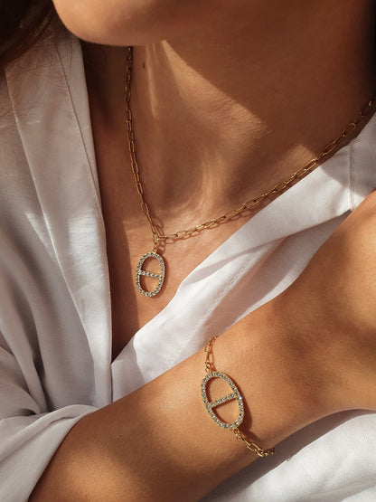 Parure maille marine zircons - doré