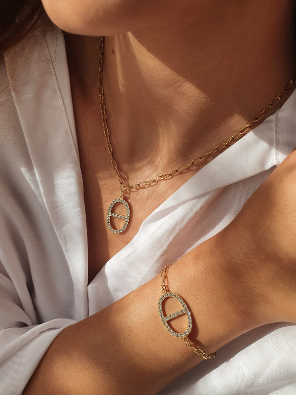 Parure maille marine zircons - doré