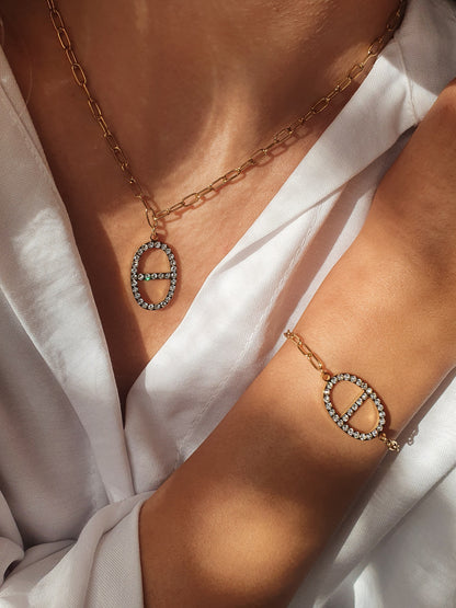 Parure maille marine zircons - doré