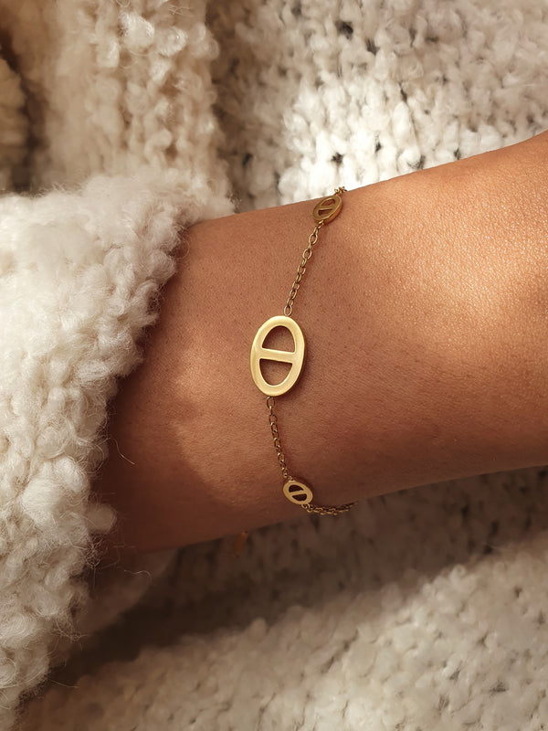 Bracelet breloques maille marine - doré