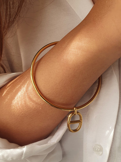 Bracelet jonc breloque AGATA - doré