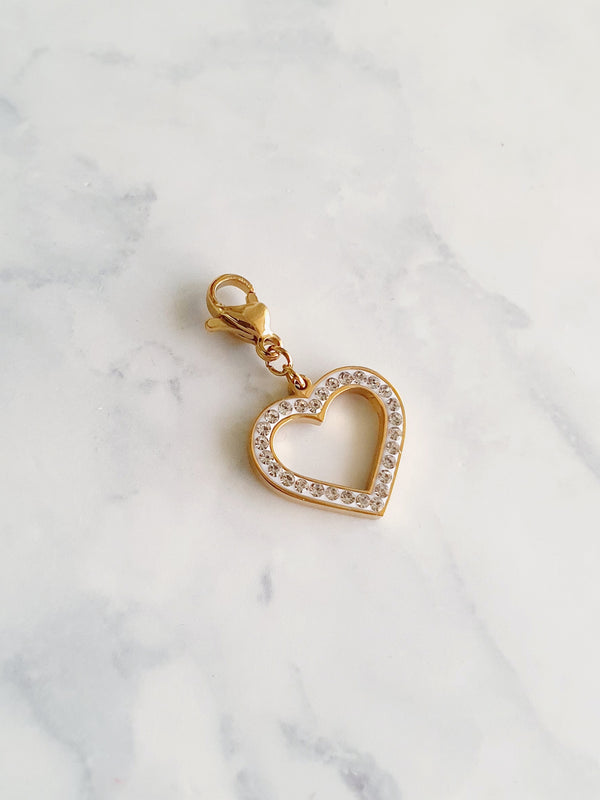 Charm grand cœur zircons - doré
