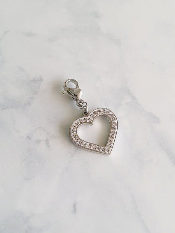Charm grand cœur zircons - argenté