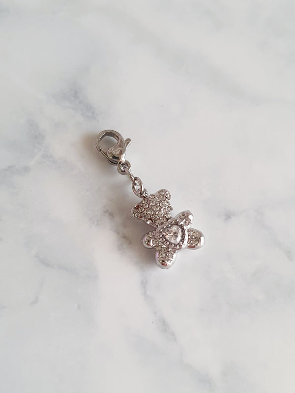 Charm baby ourson zircons - argenté