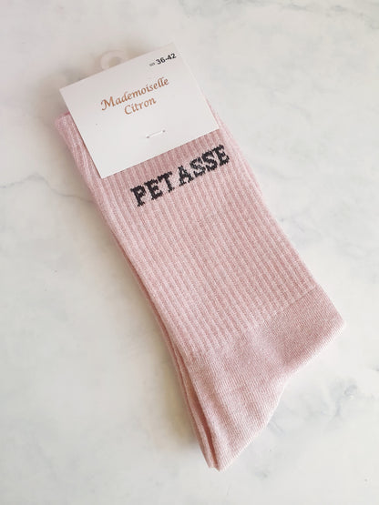 Chaussettes hautes pailletées à message PÉTASSE | Couleur aléatoire